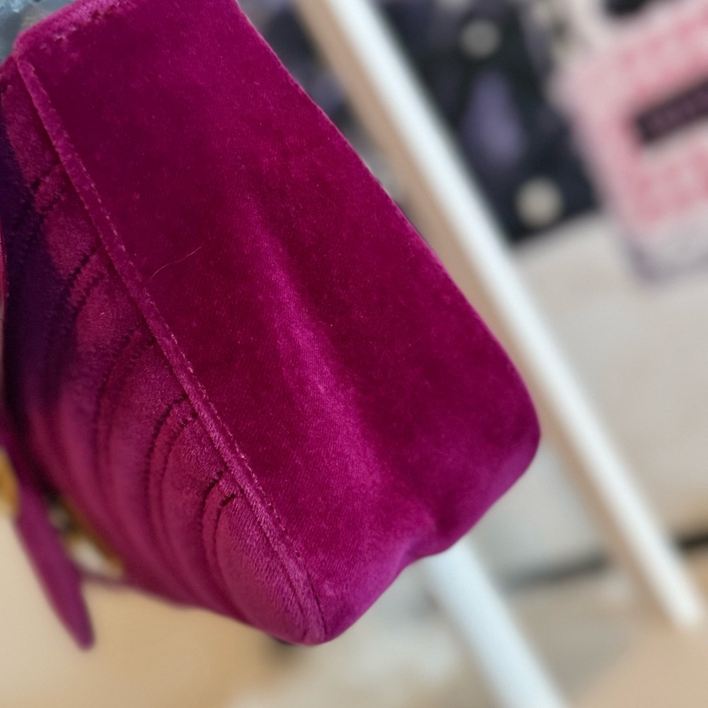 Gucci Purple Velvet GG Marmont Chain Crossbody Bag - Picture 10 of 12